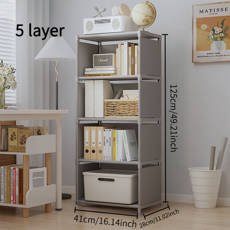 3-Color Options Metal Bookshelf - Freestanding Vertical Storage Shelf with Back Panel, 27\