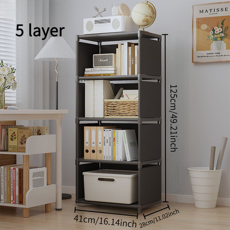 3-Color Options Metal Bookshelf - Freestanding Vertical Storage Shelf with Back Panel, 27\