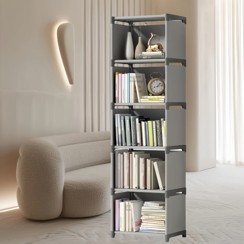 3-Color Options Metal Bookshelf - Freestanding Vertical Storage Shelf with Back Panel, 27\