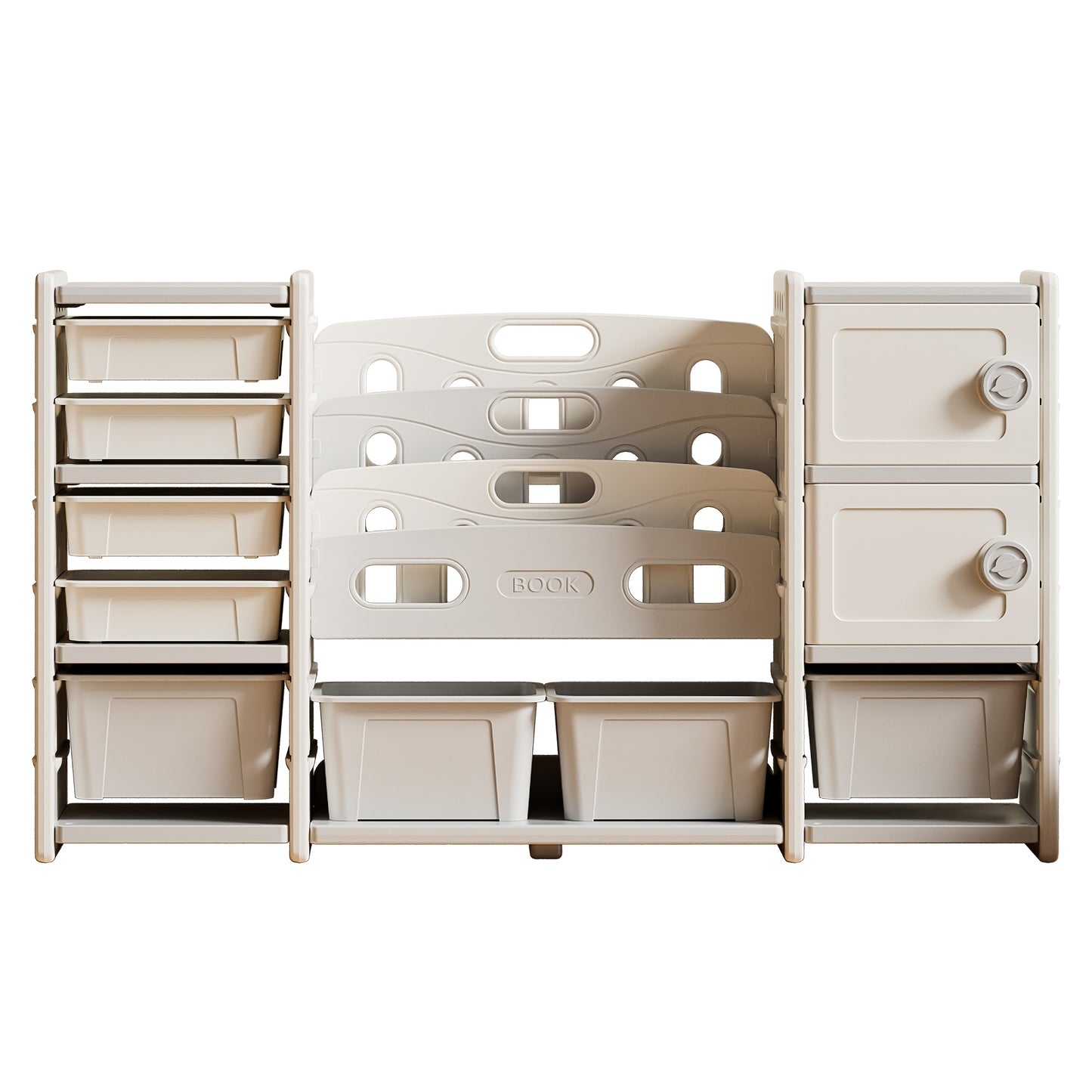 Storage Rack with 8 Detachable Boxes, 4 Layers Of Book Storage Rack And 2 Cabinets for Storage, Bookshelf And Storage Rack, Suitable for Gaming Rooms, Bedrooms, And Rooms
