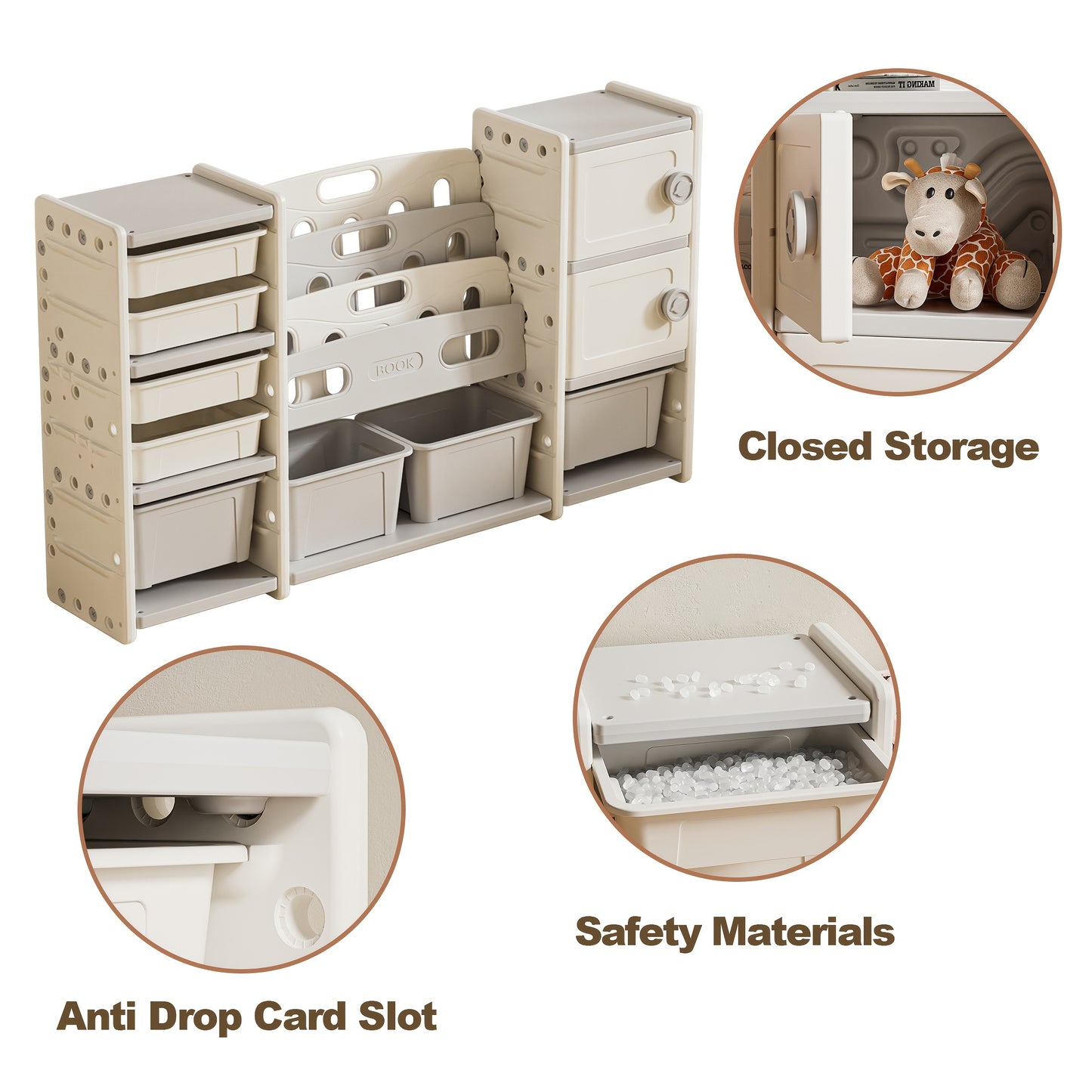 Storage Rack with 8 Detachable Boxes, 4 Layers Of Book Storage Rack And 2 Cabinets for Storage, Bookshelf And Storage Rack, Suitable for Gaming Rooms, Bedrooms, And Rooms