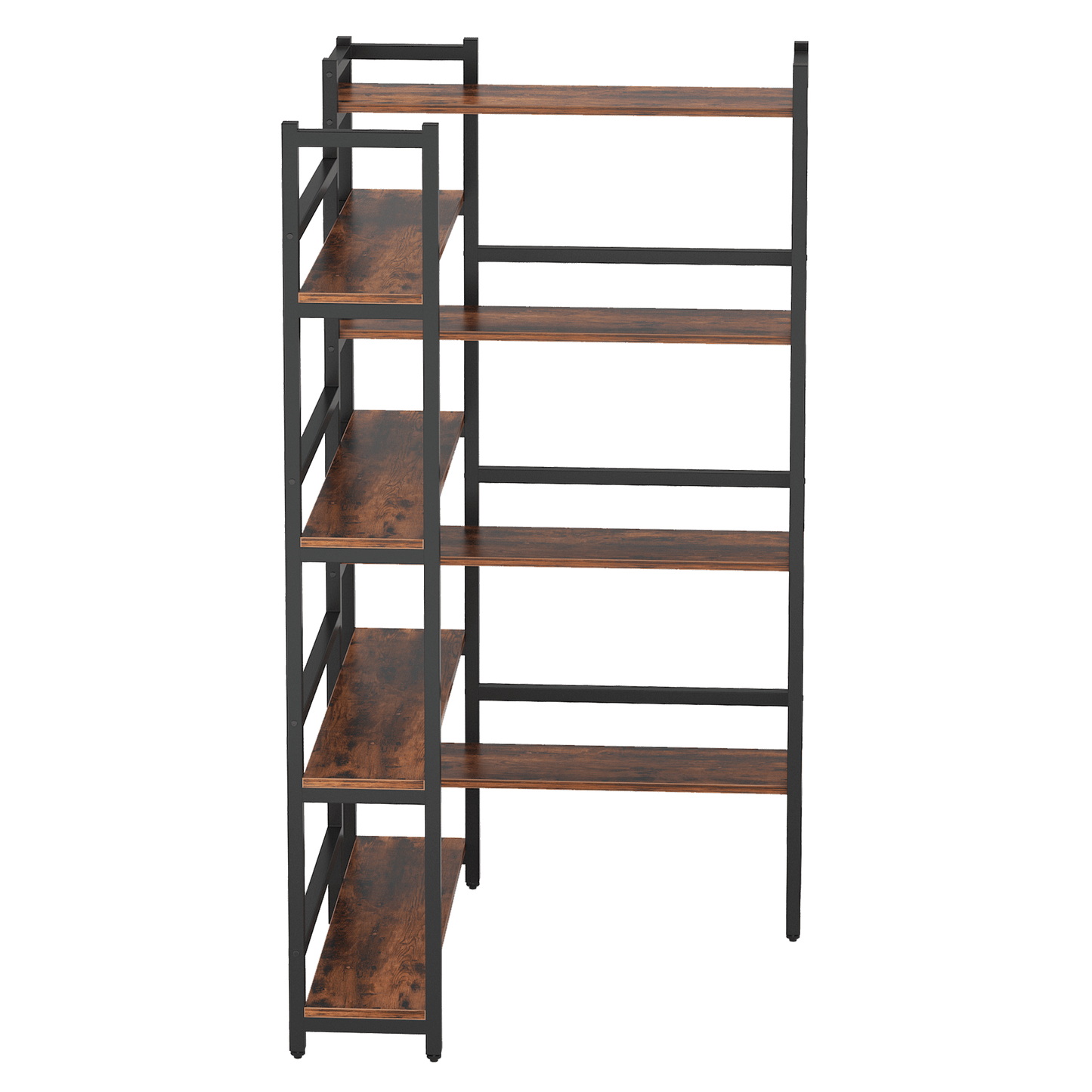 Space-Saving 70.8'' Tall Industrial Corner Bookshelf in Deep Brown - Blends Steel Frame & Wooden Accents, 8 Tiers of Storage, Sturdy & Easy to Assemble, Ideal for Living Room & Home Office Decor, Bookshelf Decorations