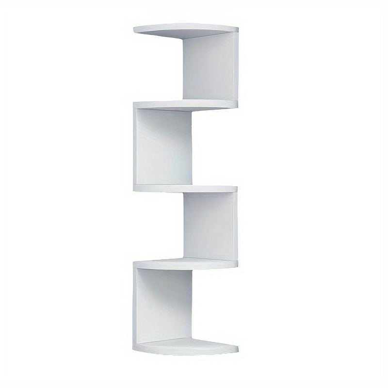 5-Tier Floating Bookshelf Unit, Wall-Mounted Plastic Storage Rack, Space-Saving Triangle Design, Multi-Functional Wooden Bookshelf, Suitable for Home Office, with No-Drill Wall-Mounted Monitor, Practical Rack, Practical Rack, Floating Shelves
