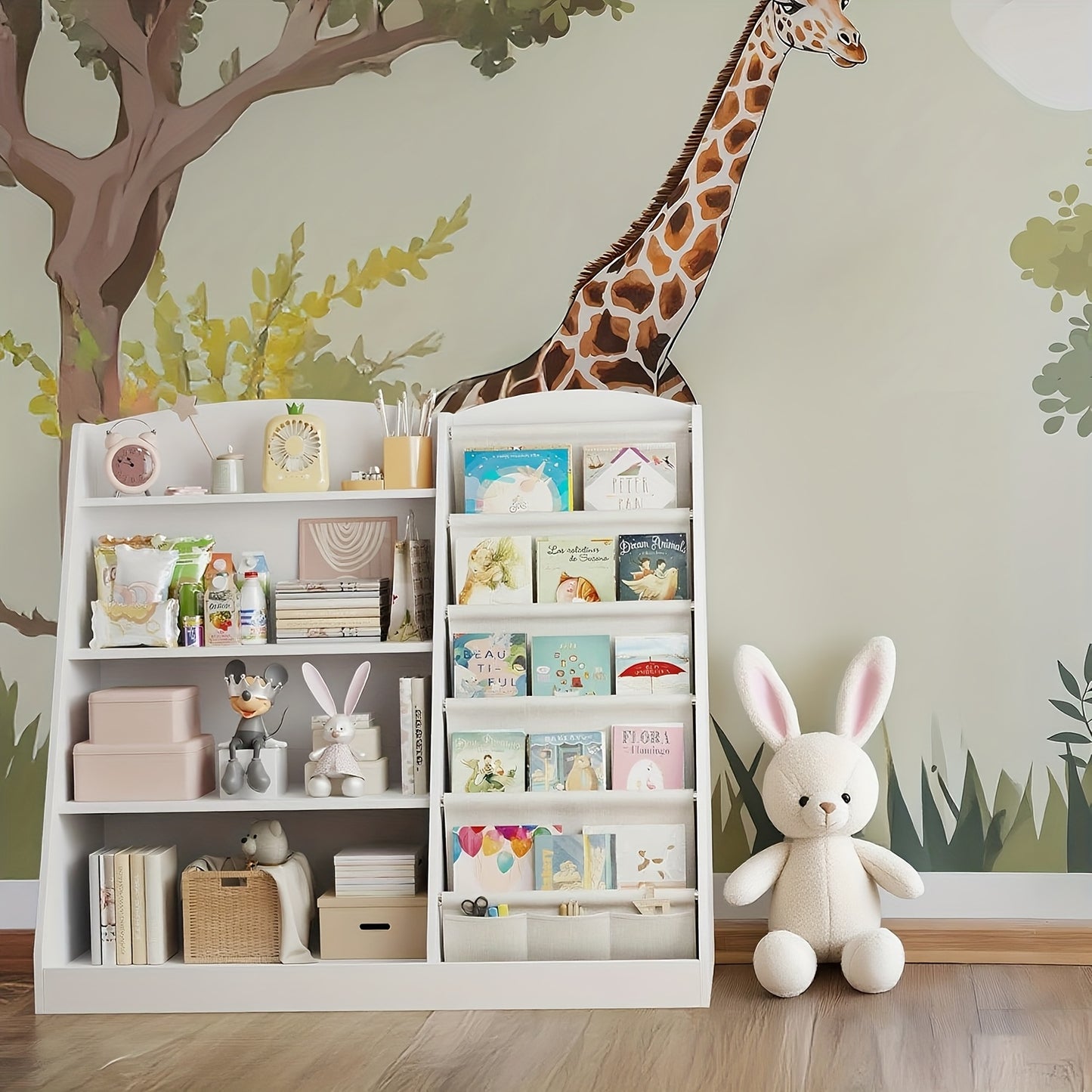 White Storage Bookshelf, Storage Cabinet, Scattered Books, Toy Shelf, Multifunctional Storage Organizer, Six Story Display Cabinet with Bookshelf, Bedroom, Living Room, Game Room, Small Room Office, Home, School Shelf, Newspaper Rack.