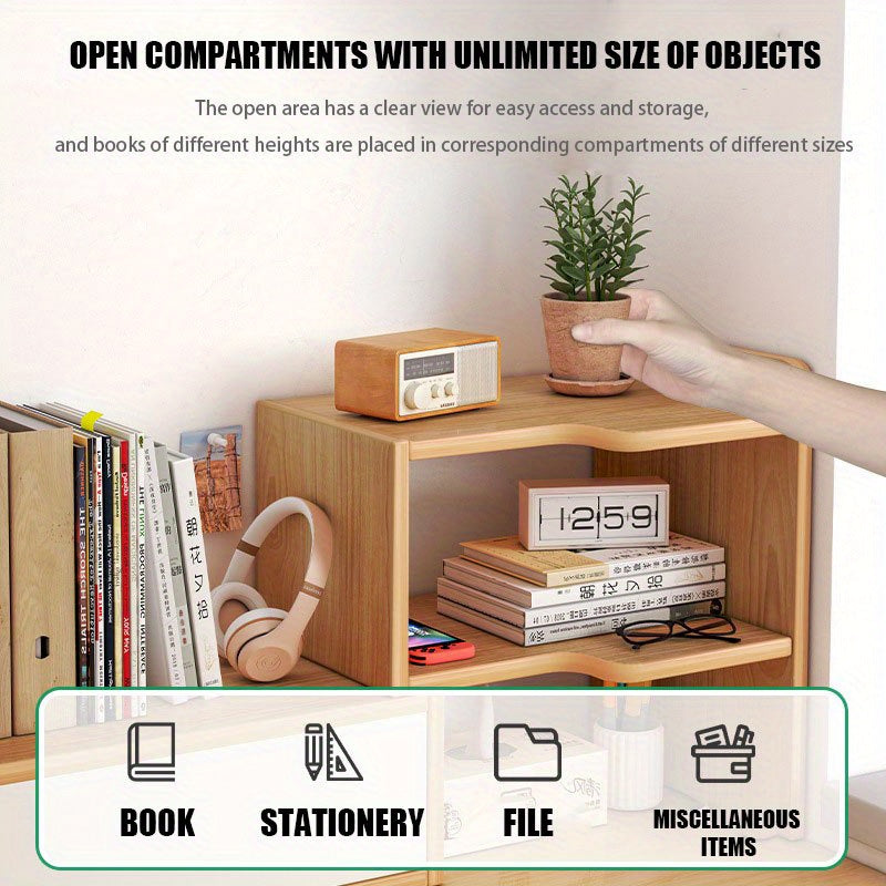 Light Luxury Storage Shelf, Student File Shelf, Computer Shelf, Tiered Cabinet Office, Office Storage Shelf, Multi-layer Storage Shelf, Wooden Display Shelf, Suitable for Books Snacks, Etc. Perfect for Bedroom