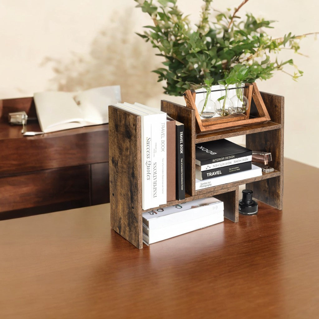 Small Wooden Bookcase, Desktop Rack for Office And Studio, Tabletop Storage Organizer with 3 Adaptable Modules, Elevate Your Workspace Aesthetics, Home Decor