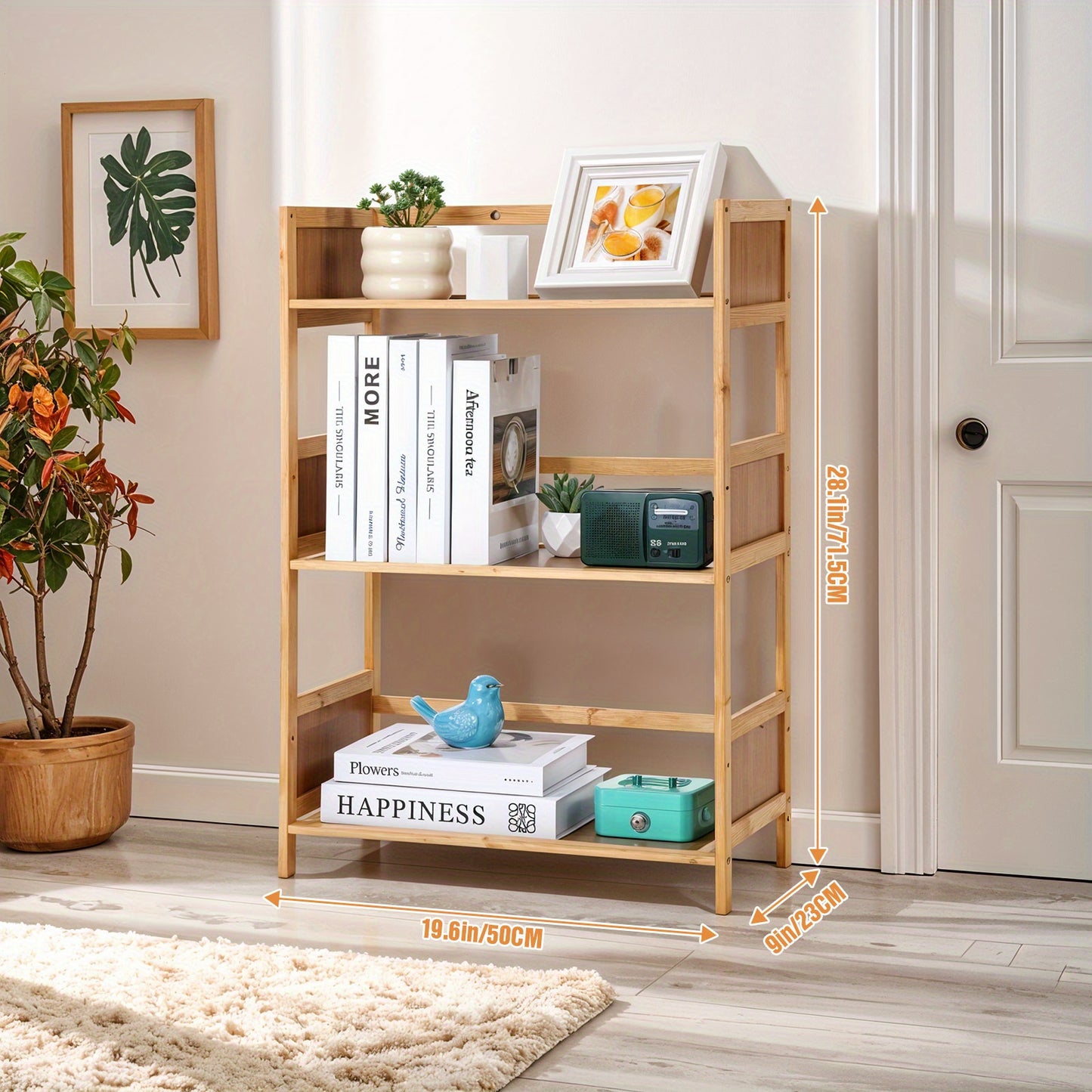 Three-layer Bookshelf Multi-layer Floor-standing Bookshelf | Three-layer, 50cm (19.6 Inches), Independence Day Living Room Decoration Essential