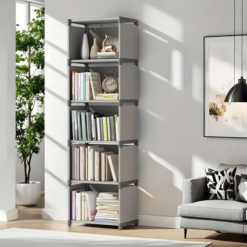 3-Color Options Metal Bookshelf - Freestanding Vertical Storage Shelf with Back Panel, 27\