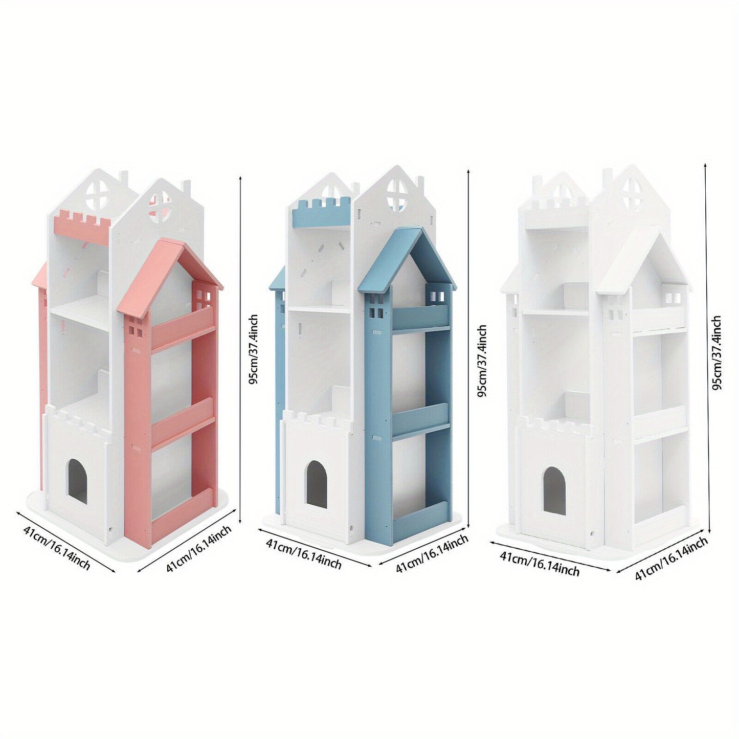CNCEST 360° Rotating Bookshelf - Multi-Functional, Floor Standing Display for Living Room, Study, Bedroom, Library, Reading Room, School - Smooth Edges, Baffles, Assembly Required - Blue\u002FPink\u002FWhite Options, Bookshelf Decorations