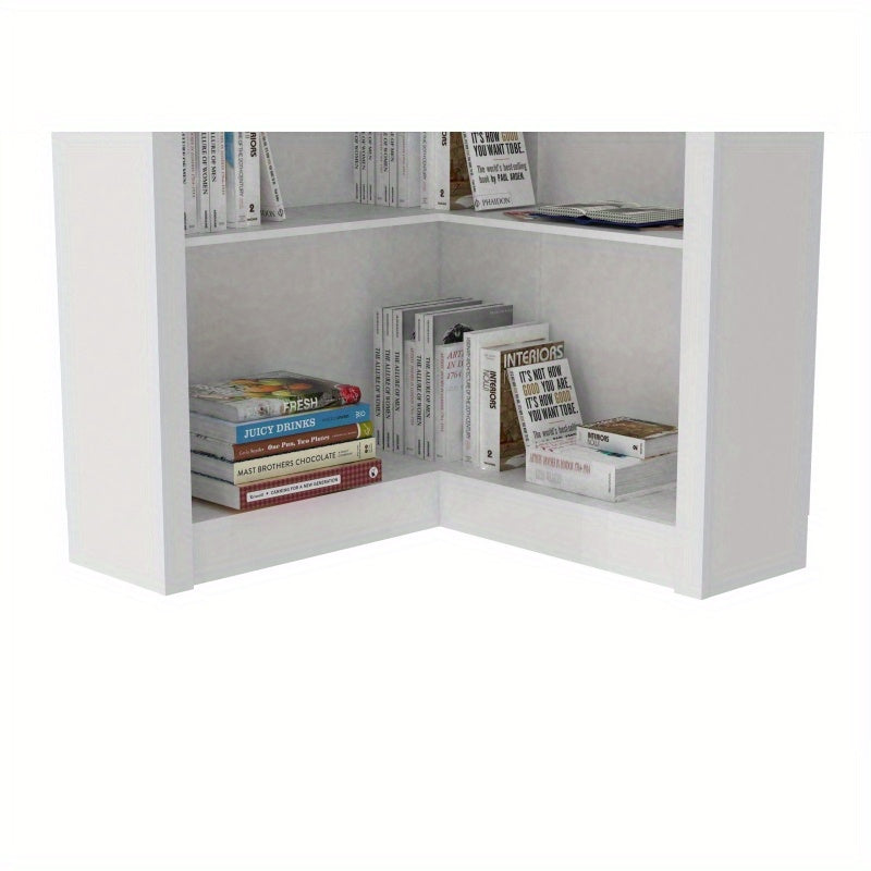 5-Tier Corner Bookshelf - Sturdy Durable Plastic Freestanding Storage Shelf, 32x32x73.8 Inch Space-Saving Design with 3.2 Cu Ft Capacity, Classic Style for Bedroom, Living Room, Study - Home Organization, Bookshelf Decor, Bedroom Organizer