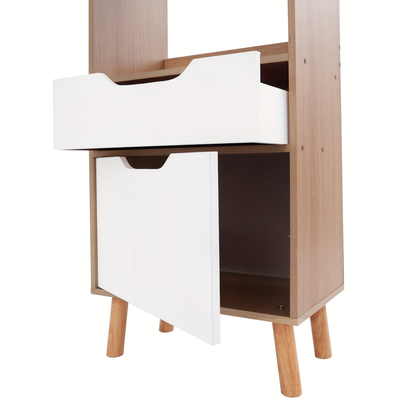 TFCFL 70.87inch Tall Oak Color Floor Standing Bookshelf with Drawers - Multi-Purpose Plastic Cabinet for Living Room, Office, Kitchen - Easy Assembly, No Metal Pipes, Versatile Storage Solution, Bookcase Furniture, Utility Racks