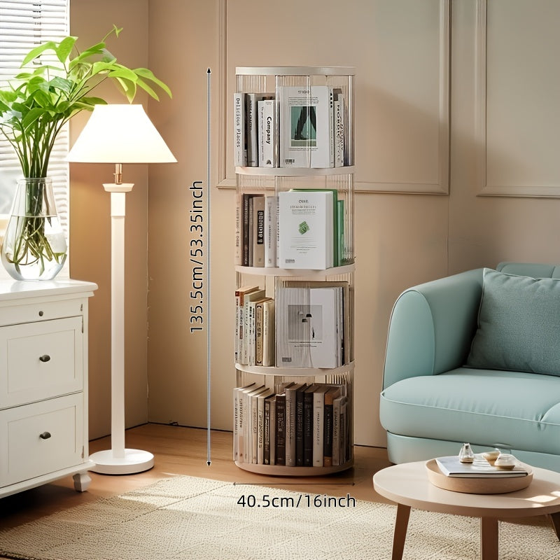 3\u002F4\u002F5- Layer Circular Shaped Rotating Bookshelf, Smooth And Stable Base, Transparent And Visible Bookscase, Storage Rack, Easy Installation, Free Stacking Bookshelf, Suitable for Living Room, Bedroom, Study Room, Home Decoration, Ideal for Gifts