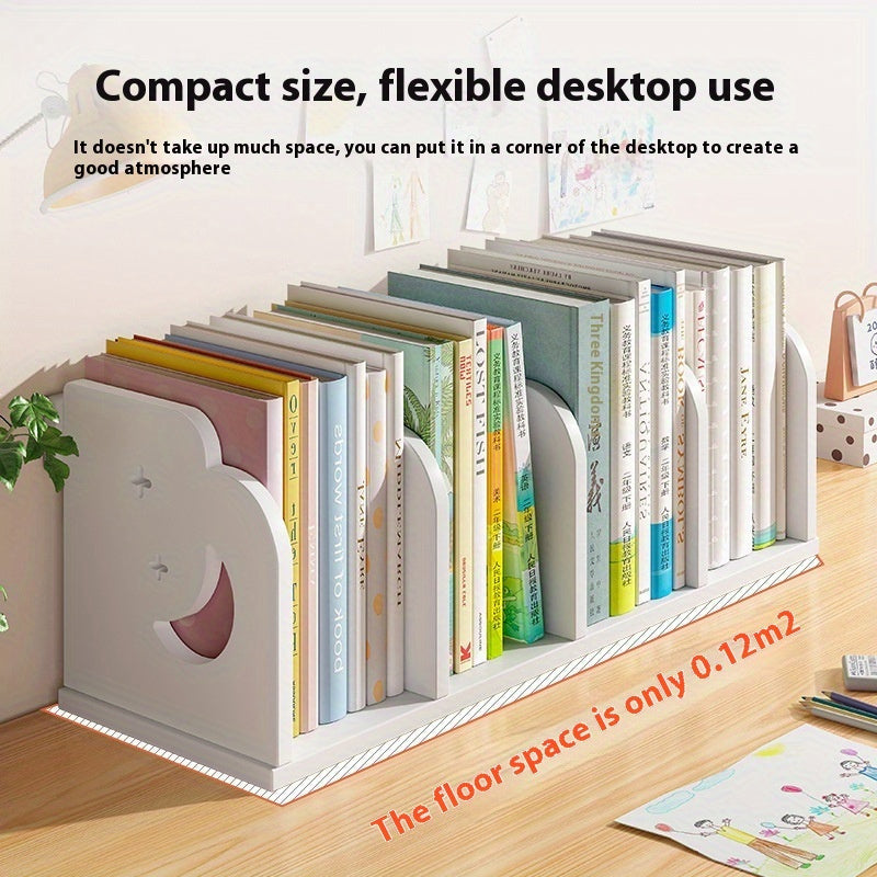 Multi-functional Desktop Rack 8-10 Book Multi-functional PVC Desktop Storage Rack with Moon and Stars Design | Space-Saving Desk & Drawer Organizer for Home and Office Storage