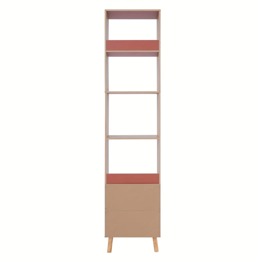 TFCFL 70.87inch Tall Oak Color Floor Standing Bookshelf with Drawers - Multi-Purpose Plastic Cabinet for Living Room, Office, Kitchen - Easy Assembly, No Metal Pipes, Versatile Storage Solution, Bookcase Furniture, Utility Racks