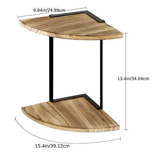 Double-layer Corner Shelf, 13-inch Rustic Wooden Iron Floating Bookshelf Hanger, Retro Wall-mounted Corner Display Rack And Storage Rack, Suitable for Small Spaces Such As Bedrooms, Living Rooms, And Home Offices., Floating Shelves