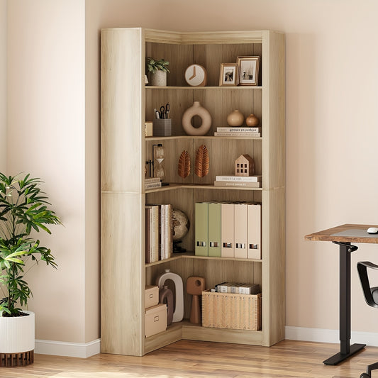 Corner Bookshelf Farmhouse Corner Bookcase 71.8'' Tall Bookcase, 5 Tier L-Shaped Bookshelf Large Corner Shelf, Bookcase With Storage Heavy Duty For Bedroom Living Room Home Office
