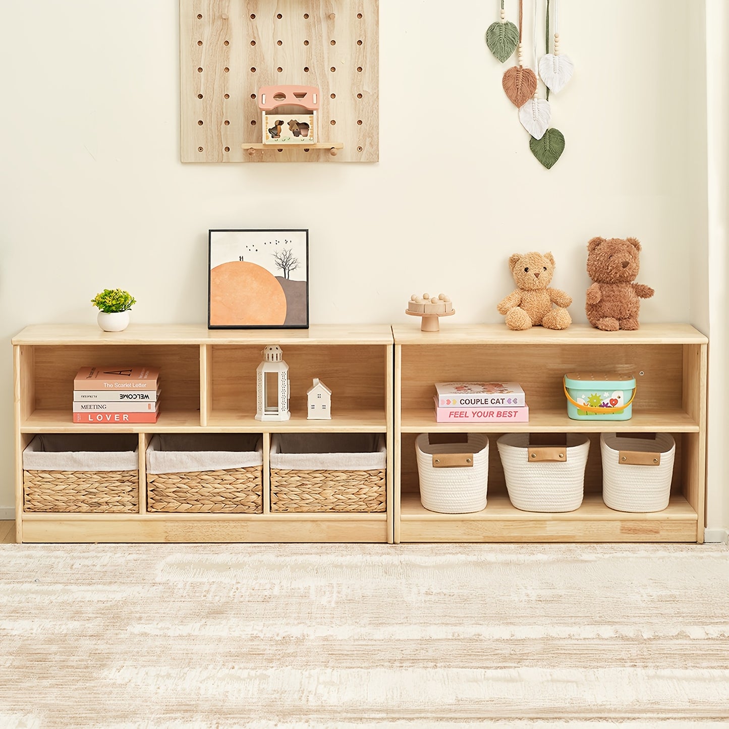 All Rubber Wood Bookshelf And Toy Storage, 35.4\